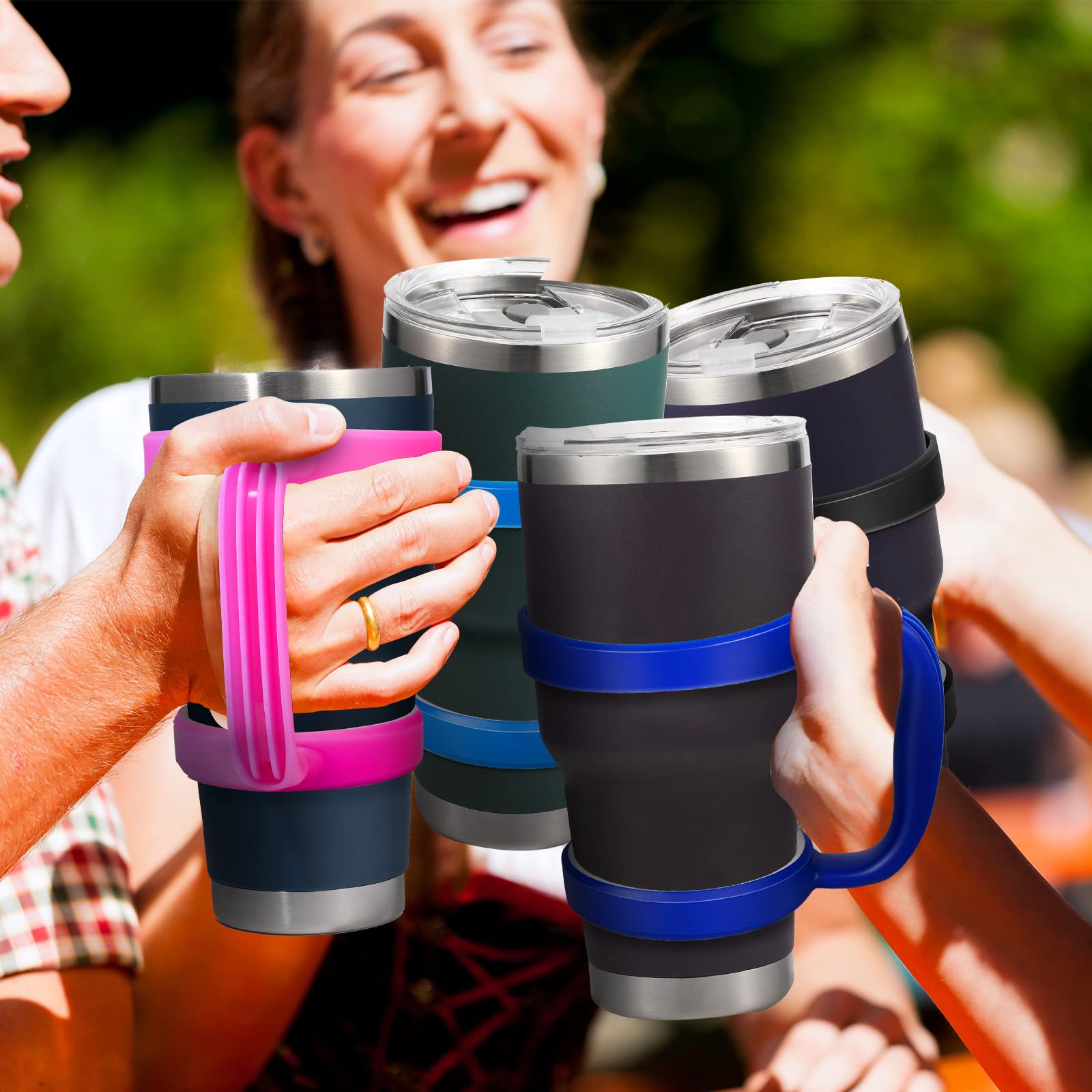 5 Pack Tumbler Handle Tumbler Holder Portable Compatible with 30 oz of RTIC, Simple Modern, SUNWILL, Tervis All Brand Travel Tumbler Cup Mug (Stylish Style)