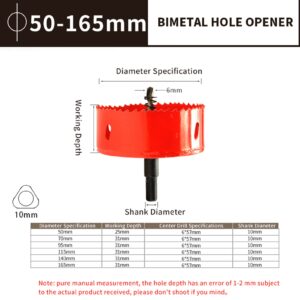 Esuphands HSS Bi-Metal 6-1/2 inch Hole Saw with Arbor Mandrel,Heavy Duty Steel Design for Wood Planks, Cornhole Boards,Aluminum, Drywall and Plastics. (165mm)