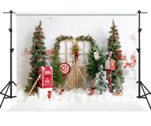 kate 7×5ft christmas backdrop photo brick wall wooden door christmas tree gift oil barrel decorative xmas background photography studio picture video