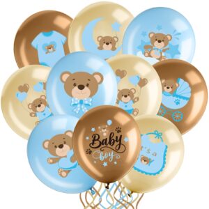 36 pcs bear baby balloons latex bear balloons blue brown bear balloons we can bearly wait balloons bear party decorations for memorable baby shower gender reveal, birthday party supplies