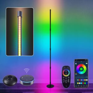 corner floor lamp, 69" rgb color changing led floor lights with wifi app control and remote, music sync, diy mode, 250+ scene mode mood lighting modern tall standing lamp for living room bedroom