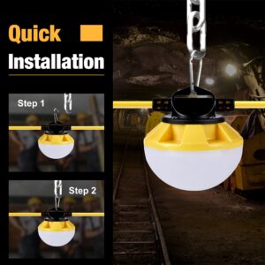 G GJIA 100FT Construction String Lights 100W 12000LM, Industrial Grade LED String Work Lights for Construction Sites, Temporary Work, Jobsites, Outdoor Lighting, with 10 Bulbs & Hooks