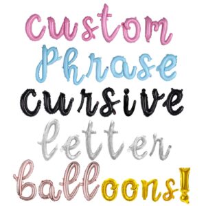 balloon vibe custom letter balloons 16 inch – cursive foil balloon letters alphabets & numbers personalized balloons – create mylar balloon banner for birthday, anniversary, or any other occasion