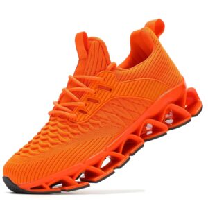 women's running shoes breathable mesh walking shoes slip on tennis sneakers fashion non slip work sport gym cross trainer orange