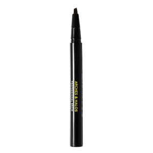 Arches & Halos Angled Bristle Tip Waterproof Brow Pen - Water Based And Smudge Proof - Fills In Sparse Eyebrows And Gives Fuller Effect - Covers Scars Or Overplucked Brows - Dark Brown - 0.051 Oz