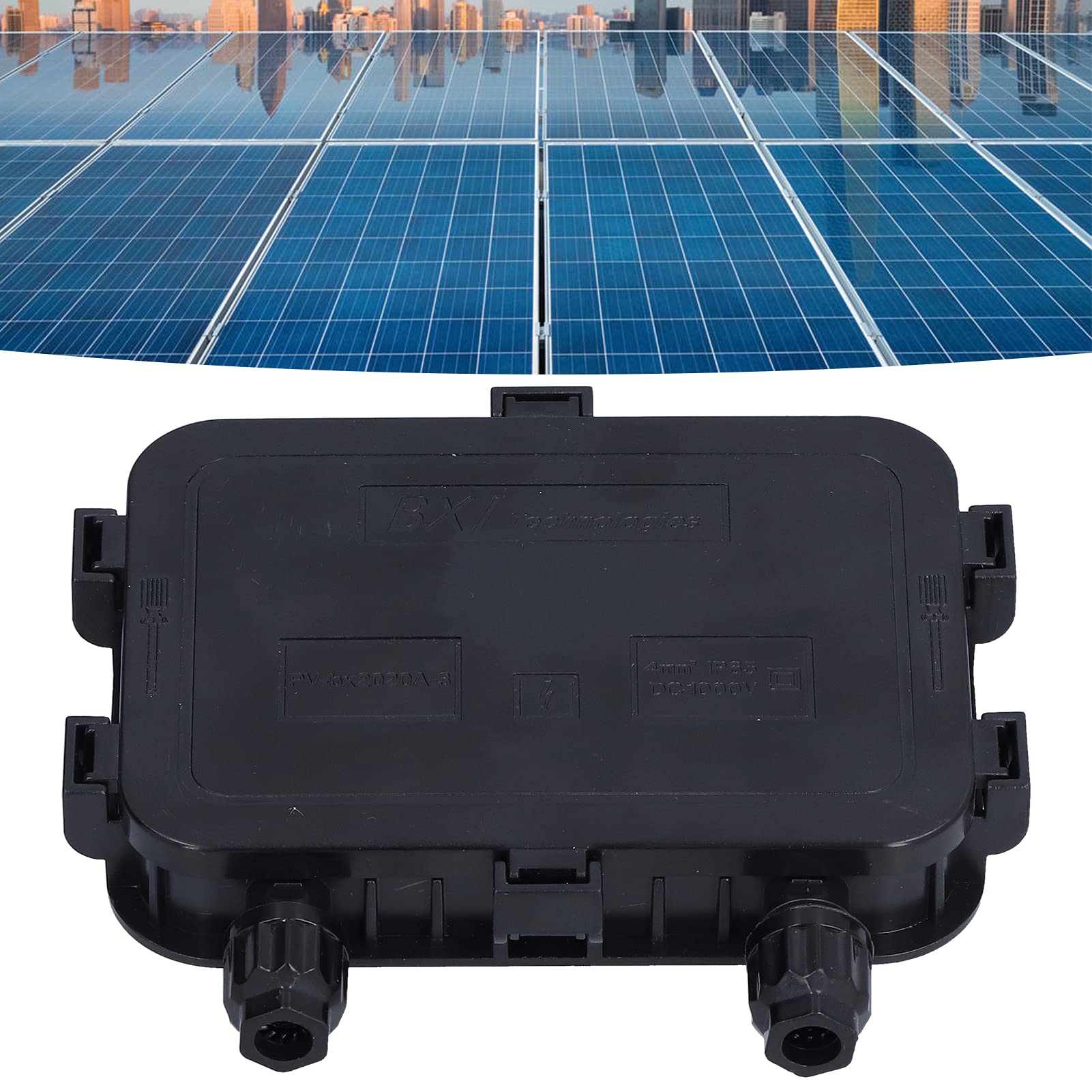 Solar Junction Box Photovoltaic Electrical Enclosure Case Solar Panel Accessories Plastic and Brass Material 210W‑250W 1000V for Solar Connection Construction Sites