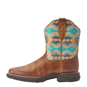 Ariat Womens Anthem Shortie Savanna Western Boot Dry Taupe/Turquoise Aztec 8.5