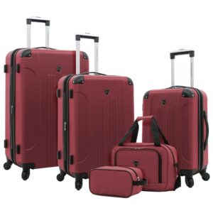 travelers club chicago hardside expandable spinner luggages, apple butter, 5 piece set