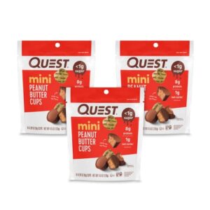 quest nutrition mini peanut butter cups, high protein, low carb, gluten free, 16 count (pack of 3)