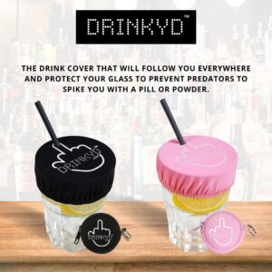 DRINKYD™ The Drink Cover for Alcohol Protection and Spiking Prevention - Washable & Reusable w/Keychain - PINK / 1 pack