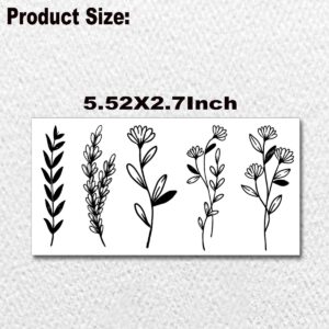 Tazimi 12 Sheets Black Flower Temporary Tattoos for Women Girls,Black Small Wild Floral Bouquet Tiny Branch Floral Wild Plants Sketch Tattoo Stickers for Women Body Art Arm