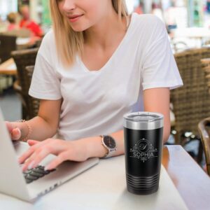 Personalized Monogram Initial and Name Coffee Tumblers 20 oz. Laser Engraved in Stainless Steel Vacuum Insulated Travel Mug Cup with Lid, Custom Gifts for Him, Her