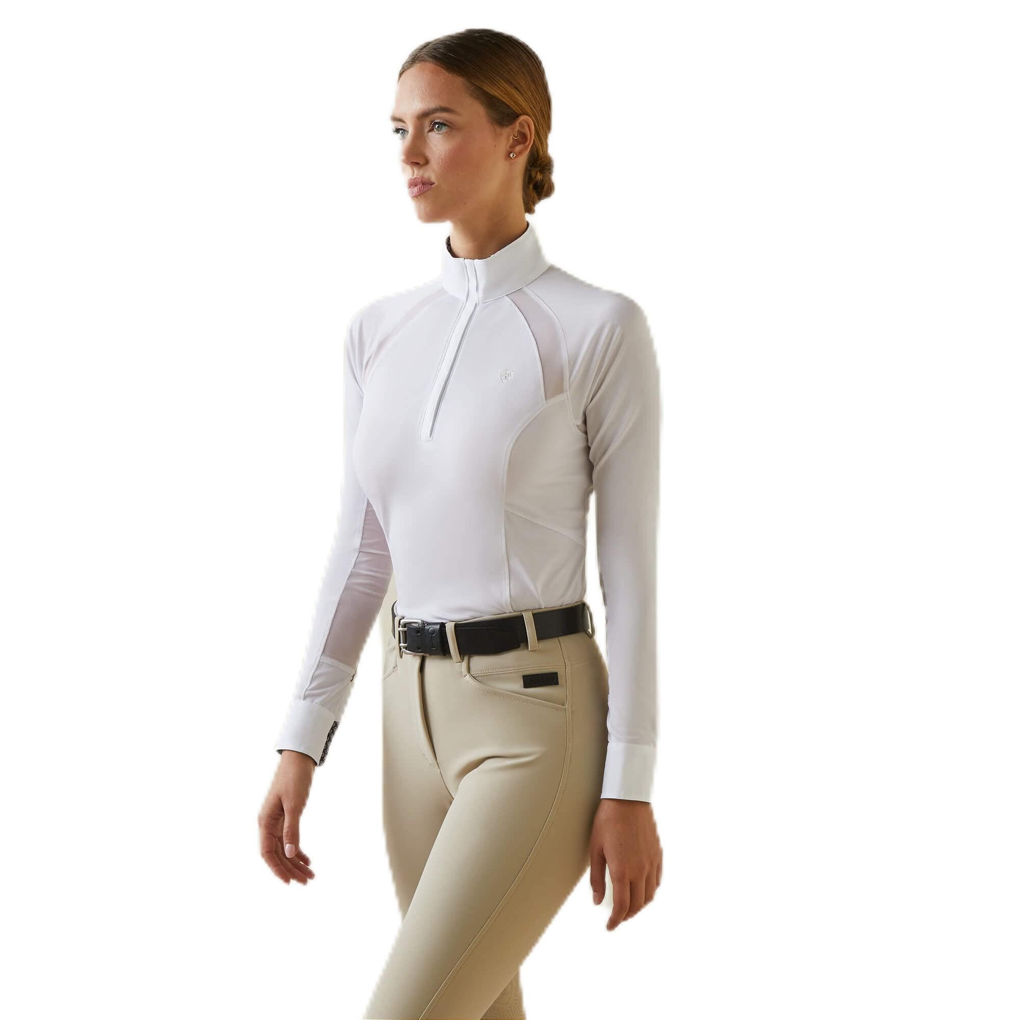 Ariat Female Sunstopper Pro 2.0 Show Shirt White/Oscar Small