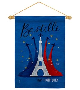 ornament collection bastille 14th july garden flag set wood dowel regional day french national celebrationfrance country house decoration banner small yard gift double-sided, made in usa