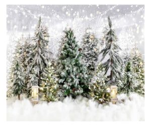 kate 10x8ft polyester christmas tree farm photography backdrops for shooting glitter snowflakes forest winter wonderland photobooth background nature scenery tree landscape backdrop