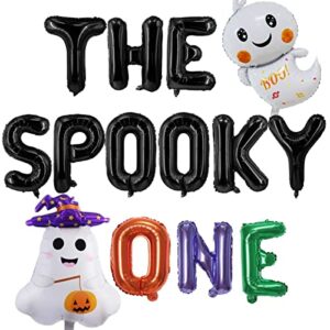 spooky one birthday decorations include the spooky one balloons banner and ghost balloons for girl boy halloween themed 1st birthday party decorations