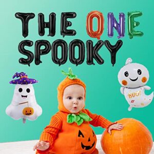 Spooky One Birthday Decorations Include The Spooky One Balloons Banner and Ghost Balloons for Girl Boy Halloween Themed 1st Birthday Party Decorations