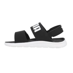 puma men's backstrap sandal slide, black-white, 9