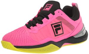 fila women's speedserve energized sneaker, knockout pink/safety yellow/black, 9