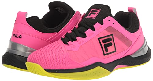 FILA Women's SPEEDSERVE Energized Sneaker, Knockout Pink/Safety Yellow/Black, 9