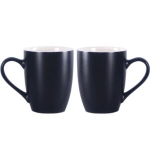 HOMEYES Black Coffee Mug, Ceramic Cup 340 ML 11.4 OZ, (A, Black)