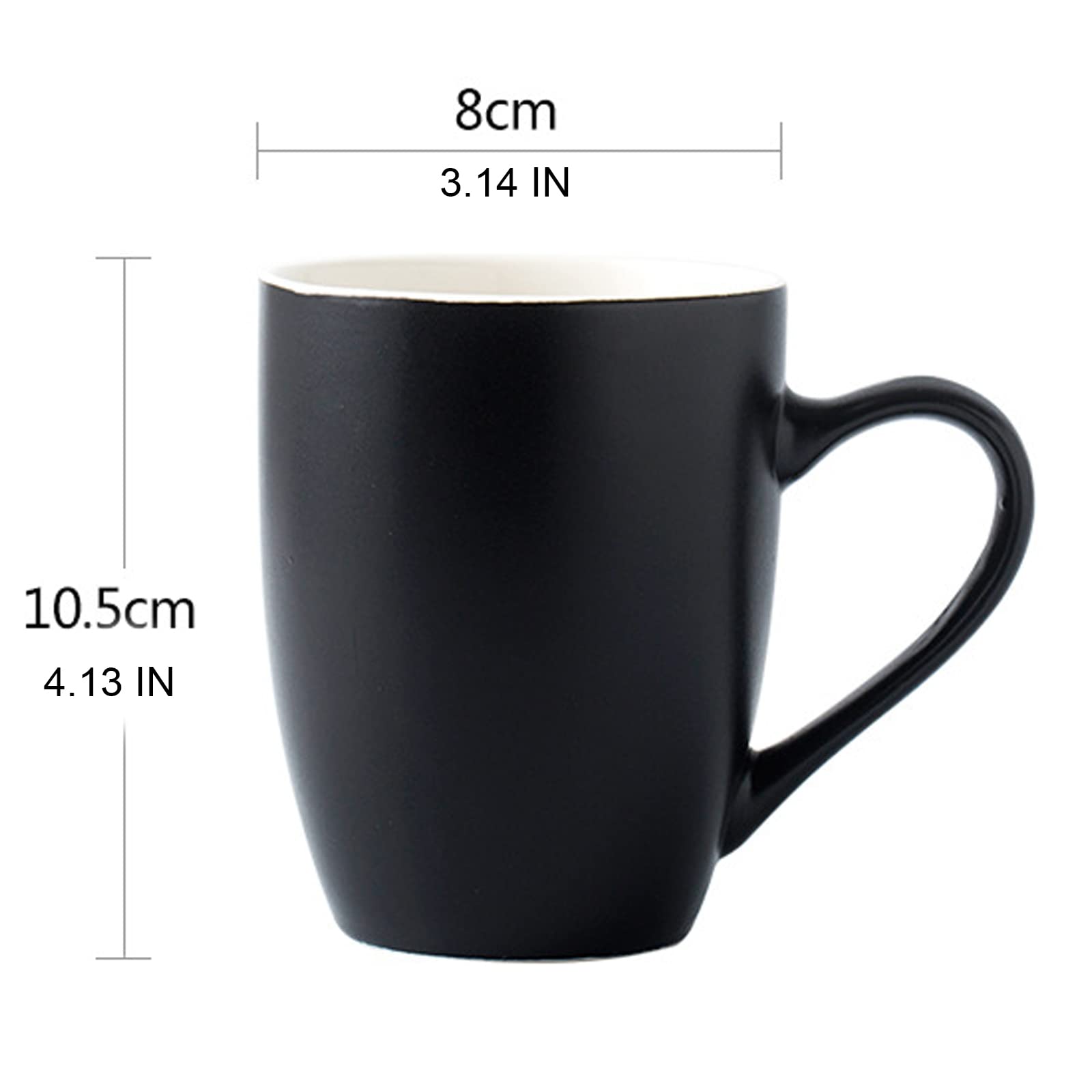 HOMEYES Black Coffee Mug, Ceramic Cup 340 ML 11.4 OZ, (A, Black)