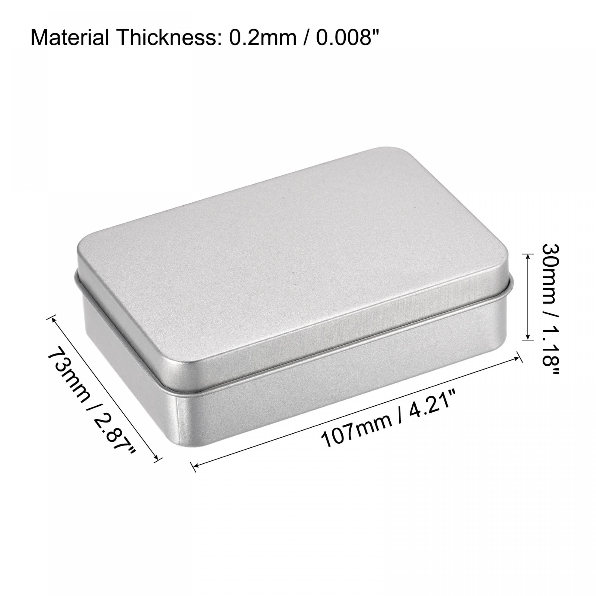 uxcell Metal Tin Box, 2pcs 4.21" x 2.87" x 1.18" Rectangular Empty Tinplate Storage Containers with Lids, Silver Tone