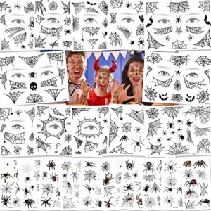 tatuwst halloween spider face temporary tattoos -22 sheets shoulder back body art spider sticker for witch halloween costume cosplay theme party women girls favors theme party favors supplies