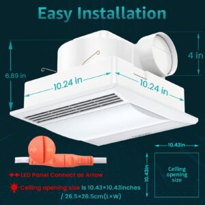 FASDUNT Bathroom Exhaust Fan with Light, 30W 110 CFM Bathroom Fan with LED Light Combo, 1.0 Sones Quiet Bathroom Vent Fan with Light 1500lm 3000K/4000K/6000K Selectable