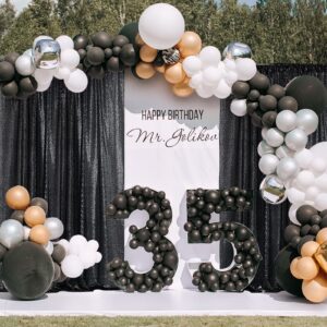 Sugargirl Halloween Black Sequin Backdrop Curtain 4 Panels 2FTx8FT Glitter Black Background Drapes Sparkle Photography Backdrop for Party Wedding Birthday Wall Decoration