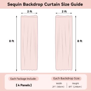 Sugargirl Silver Sequin Backdrop Curtain 4 Panels 2FTx8FT Glitter Silver Background Drapes Sparkle Photography Backdrop for Party Wedding Birthday Wall Decoration