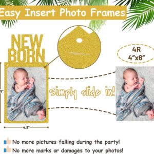 Wild One Birthday Decorations - Gold Glitter One Wild Year Banner + Baby 1st Birthday Photo Banner From Newborn to 12 Month - Safari, Jungle & Wild One Birthday Decorations