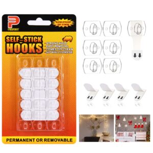 ainiv 2-packs indoor mini light clips, damage free hanging christmas string light hooks with adhesive strips, clear wall clips for hanging lights xmas decor and cables, 40 clear clips and 40 strips