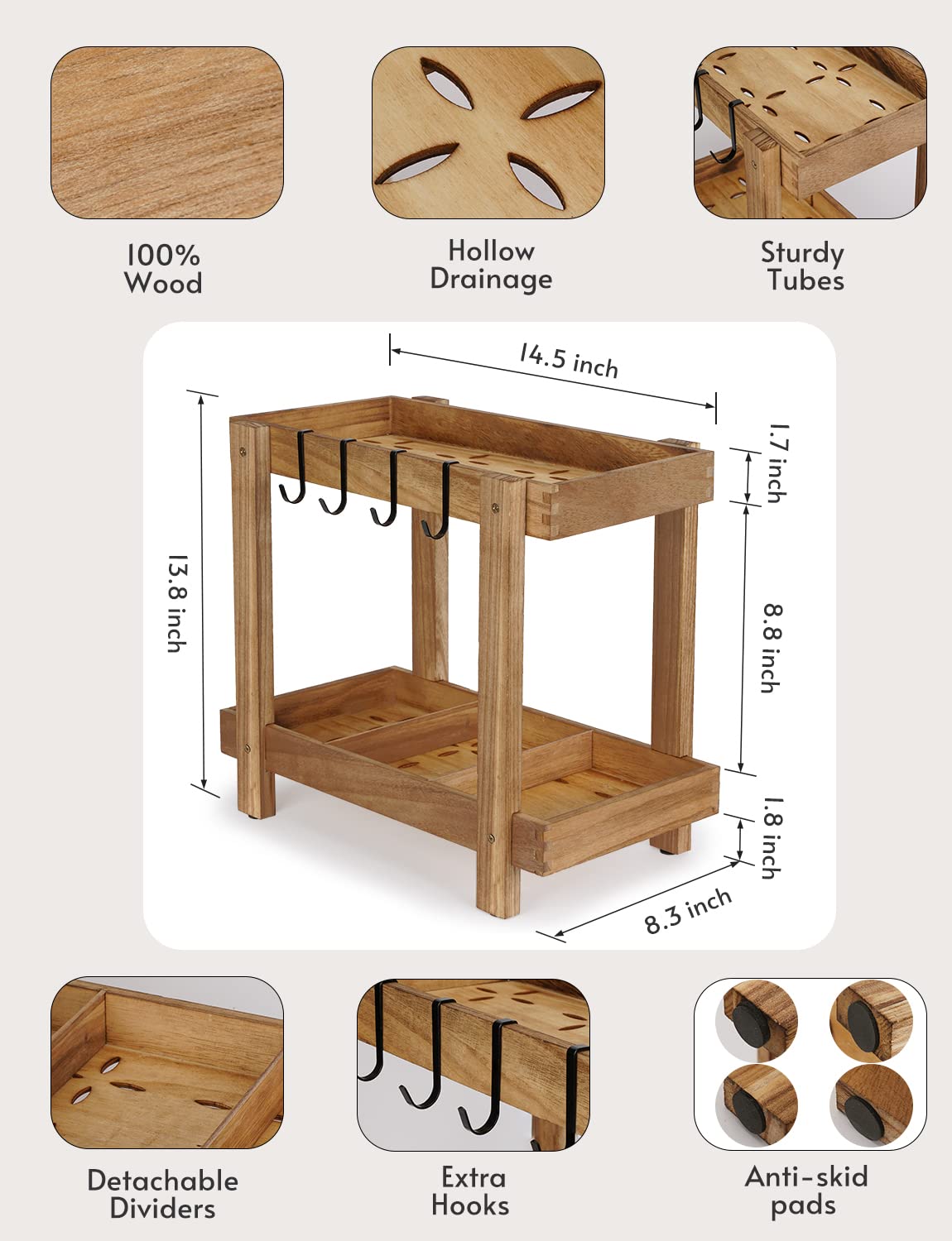 Under Sink Organizers Storage 2 Tier Multi-Purpose Kitchen/Bathroom Sink organizer Wood Under the Sink Organizer for Bathroom Kitchen