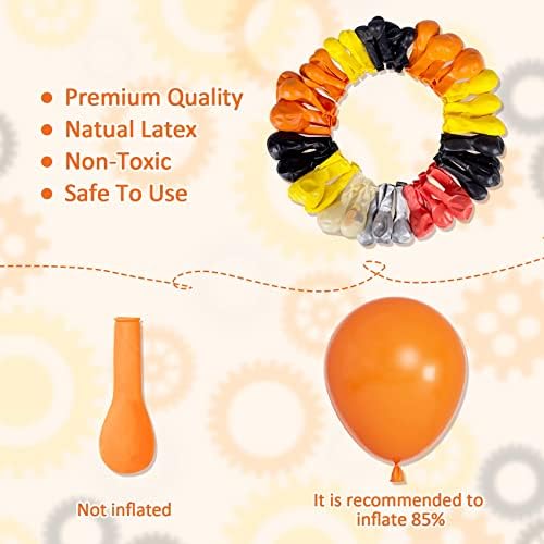 Amandir Construction Party Balloon Garland Kit, Construction Birthday Party Supplies with Orange Black Truck Foil Balloon Caution Tape Truck Banner for Construction Quarantine Party Decorations