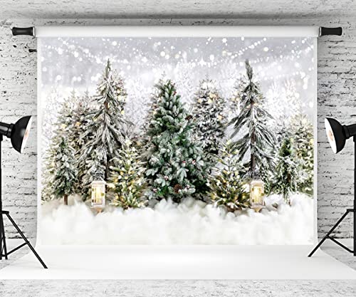 Kate 7×5ft Christmas Photo Backdrop Winter Christmas Tree Flashing White Snow Forest Christmas Party Decoration Portrait Photography Tomguncies Photos Video