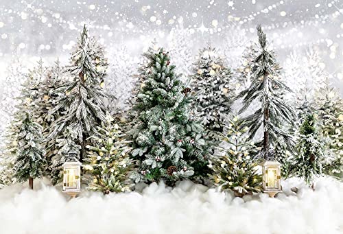 Kate 7×5ft Christmas Photo Backdrop Winter Christmas Tree Flashing White Snow Forest Christmas Party Decoration Portrait Photography Tomguncies Photos Video