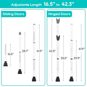 HoneSecur 2-in-1 Door Security Bar with Alarm & Sliding Patio Door Stopper 120db Loud Alert Siren Security Jammer Bar Window Child Proof Adjustable Constructed of High Grade Iron - White