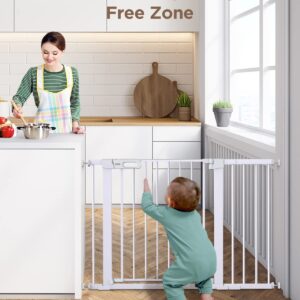 Ciays 29.5” to 46” Safety Baby Gate, Extra Wide Auto-Close Dog Gate for Stairs, Easy Walk Thru Indoor Pet Gate for Doorways and Rooms, White Child Gate Easy Pressure Mounted Installation