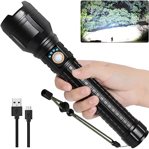 LBE Rechargeable Led Flashlights, Super Bright 900,000 High Lumens Flashlights with 5 Modes, IPX7 Waterproof Handheld Large Flash Light Powerful Flashlight for Emergencies Camping