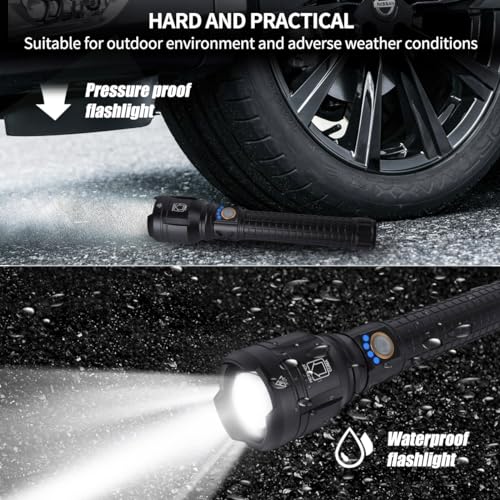 LBE Rechargeable Led Flashlights, Super Bright 900,000 High Lumens Flashlights with 5 Modes, IPX7 Waterproof Handheld Large Flash Light Powerful Flashlight for Emergencies Camping