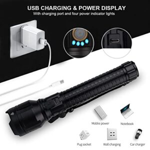 LBE Rechargeable Led Flashlights, Super Bright 900,000 High Lumens Flashlights with 5 Modes, IPX7 Waterproof Handheld Large Flash Light Powerful Flashlight for Emergencies Camping