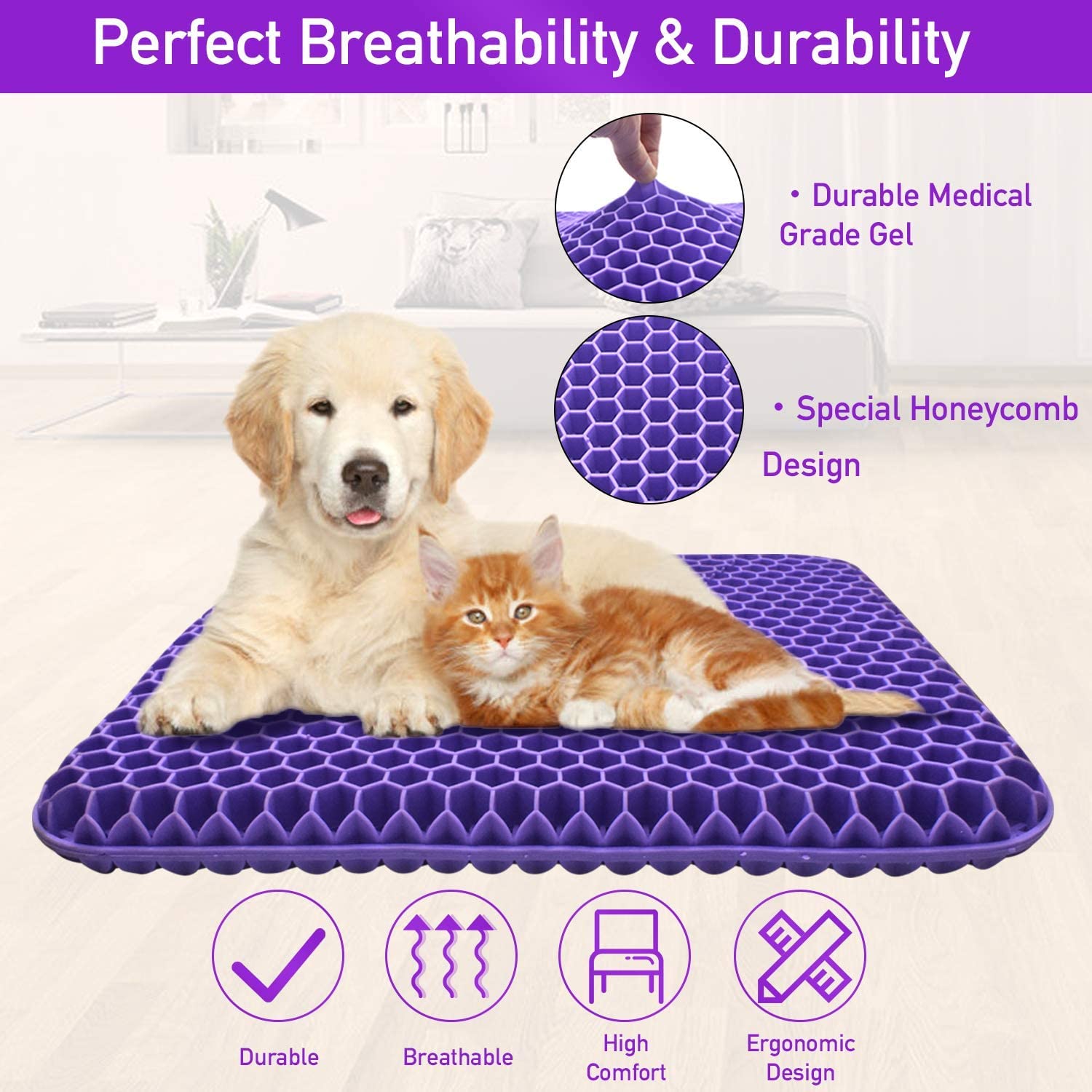 Gulymm Extra Large Gel Seat Cushion for Long Sitting Double Thick Seat Cushion with Cover Gel Cushion for Pressure Sores Breathable Honeycomb Cushion for Office Chair Wheelchair to Relief Sciatica