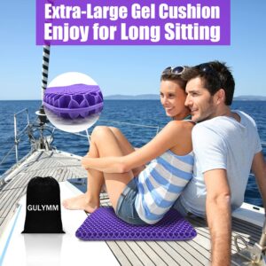 Gulymm Extra Large Gel Seat Cushion for Long Sitting Double Thick Seat Cushion with Cover Gel Cushion for Pressure Sores Breathable Honeycomb Cushion for Office Chair Wheelchair to Relief Sciatica