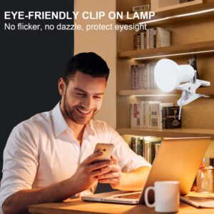 RONG&LAN LED Metal Clip On Light Clip on Lamp for Desk, 360° Adjustable Clamp Reading Light for Bed, Eye-Friendly Book Night Light for Desk Bed Table Dorm Room Bedroom Office Reading SUN-88 White