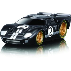 1966 gt40 mkii #2 black with silver stripes and gold wheels 1/64 diecast model car by muscle machines 15545
