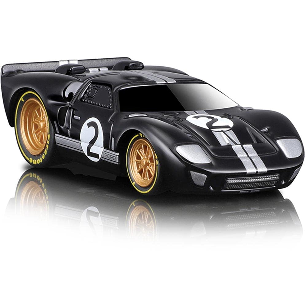 1966 GT40 MKII #2 Black with Silver Stripes and Gold Wheels 1/64 Diecast Model Car by Muscle Machines 15545