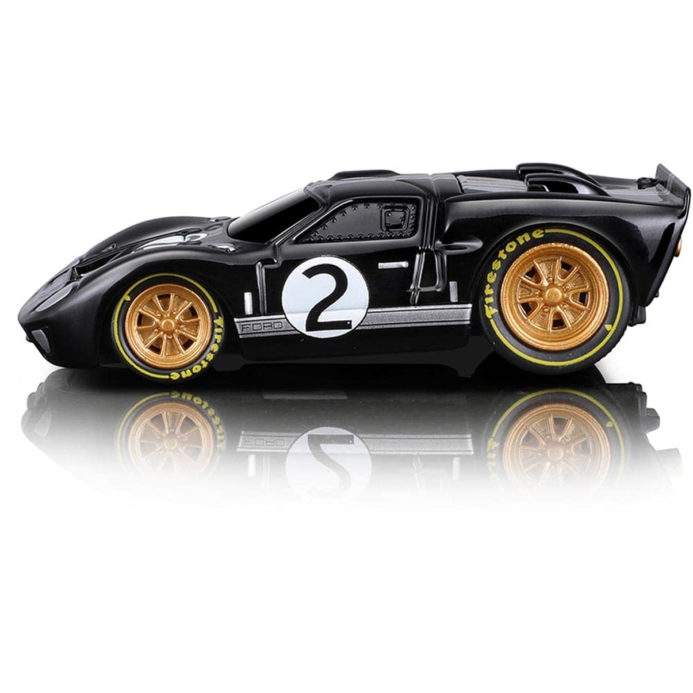 1966 GT40 MKII #2 Black with Silver Stripes and Gold Wheels 1/64 Diecast Model Car by Muscle Machines 15545