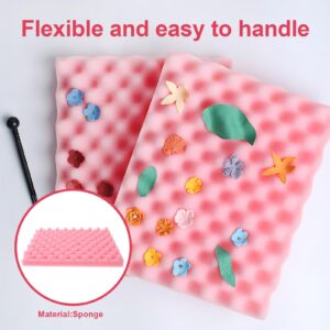 Luxshiny 2PCS Fondant Shaping Sponge Pad Sugar Flower Gum Paste Modeling Foam Trays Wave Sponge Mat Cake Decorating Tools for Kitchen Baking DIY