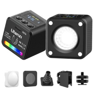ulanzi l2 rgb cob video light mini cube lights, led camera light 360° full color portable photography video lighting, 800mah rechargeable & magnetic designs and 11 dynamic light effects